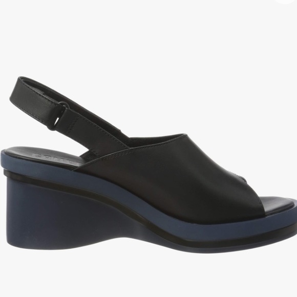 🌹Camper women’s Kyra wedge sandal, casual, open toe slingbacks leather black 10 - Picture 13 of 17
